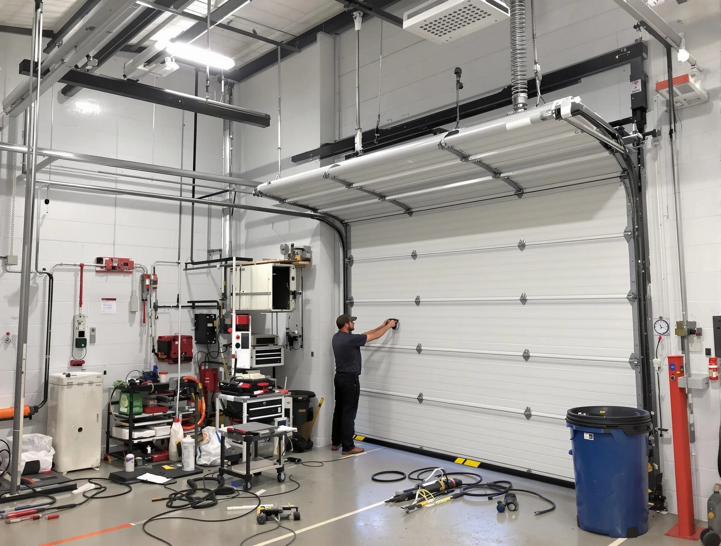 Lithia Springs Garage Door Repair certified technician performing commercial door repair at a Lithia Springs business facility