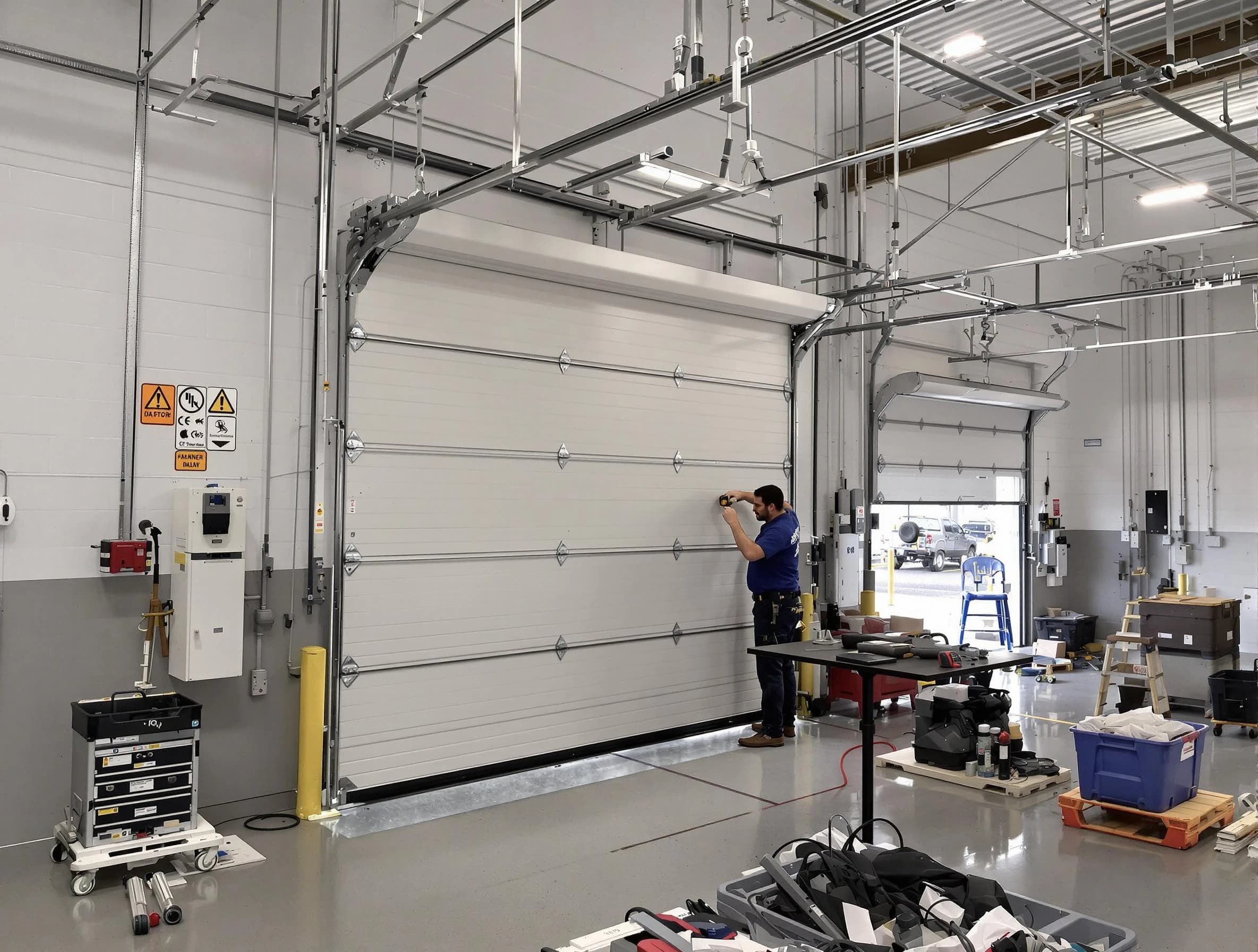 Commercial garage door repair being performed by Lithia Springs Garage Door Repair expert in Lithia Springs