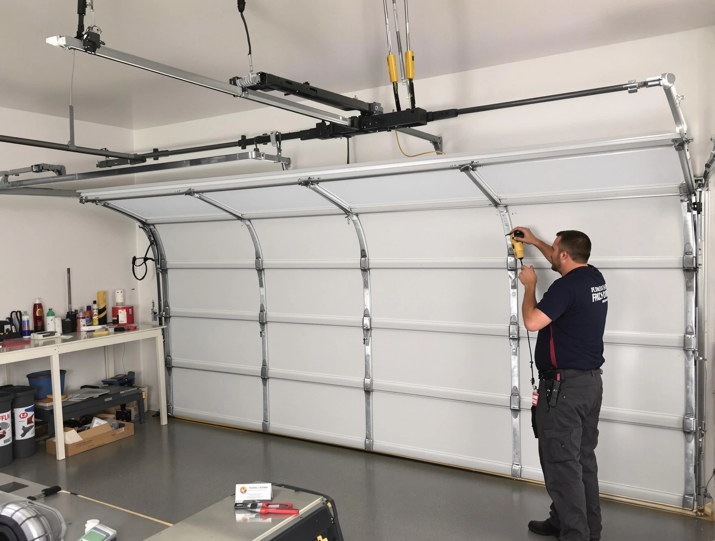 Lithia Springs Garage Door Repair certified technician performing overhead door system repair in Lithia Springs
