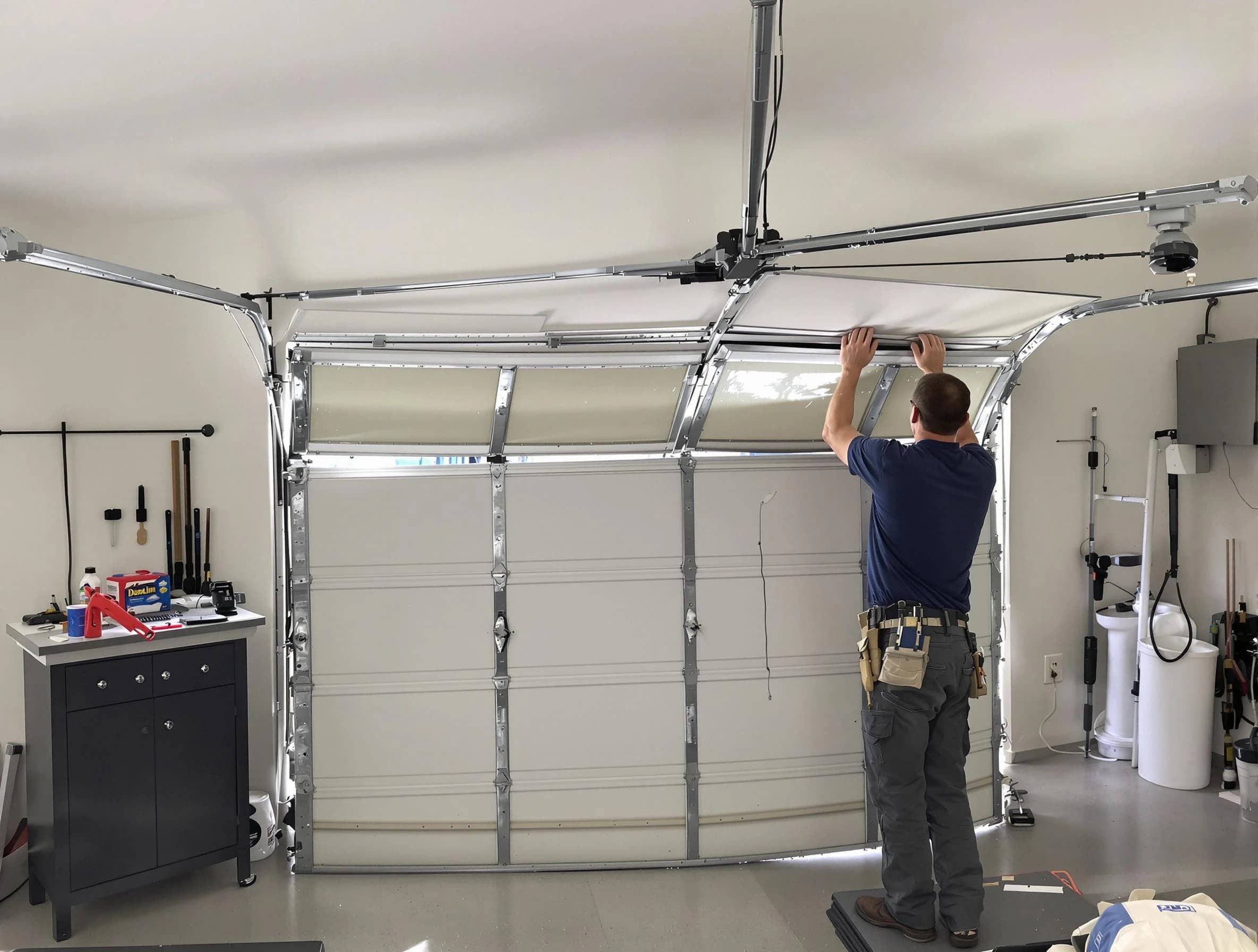 Lithia Springs Garage Door Repair specialist performing precise section replacement on Lithia Springs garage door