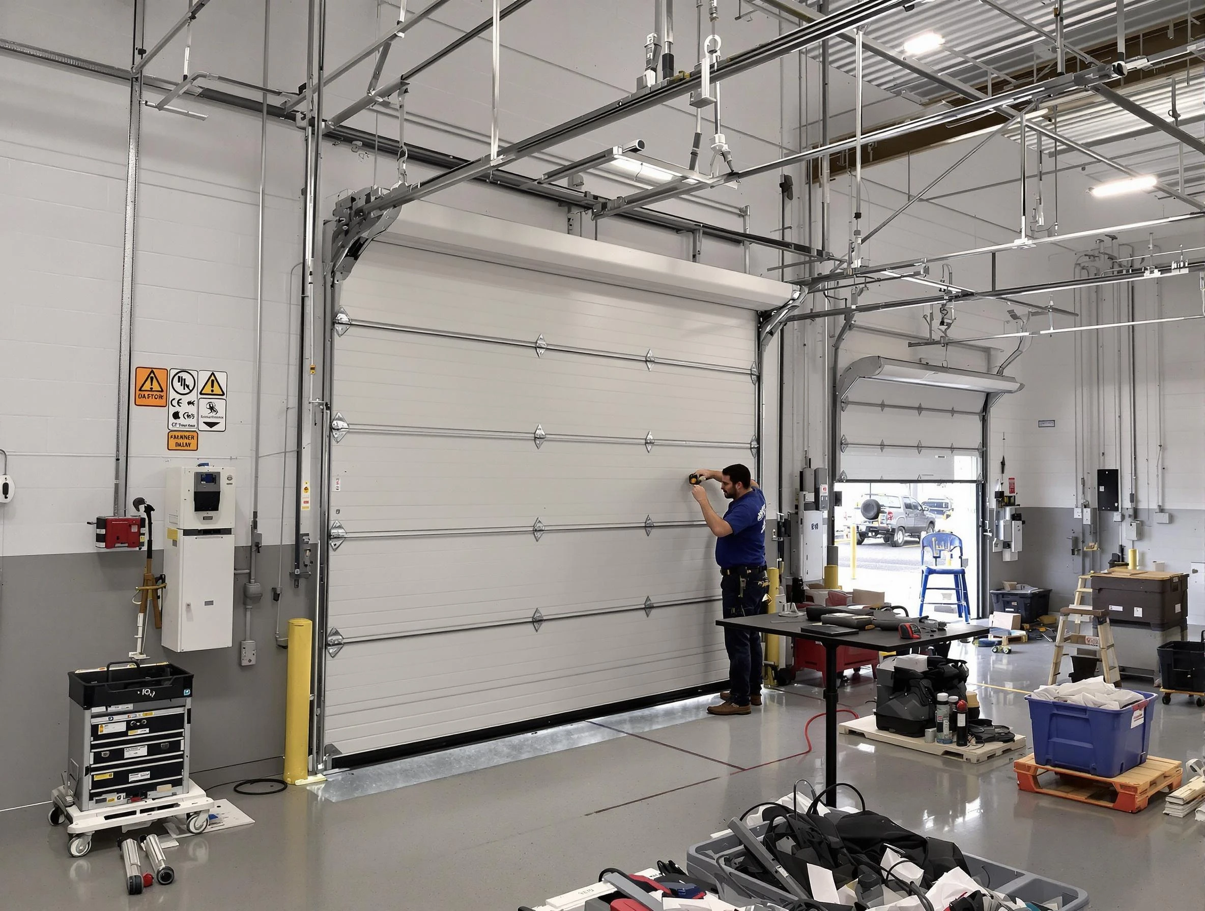 Commercial garage door repair being performed by Lithia Springs Garage Door Repair expert in Lithia Springs