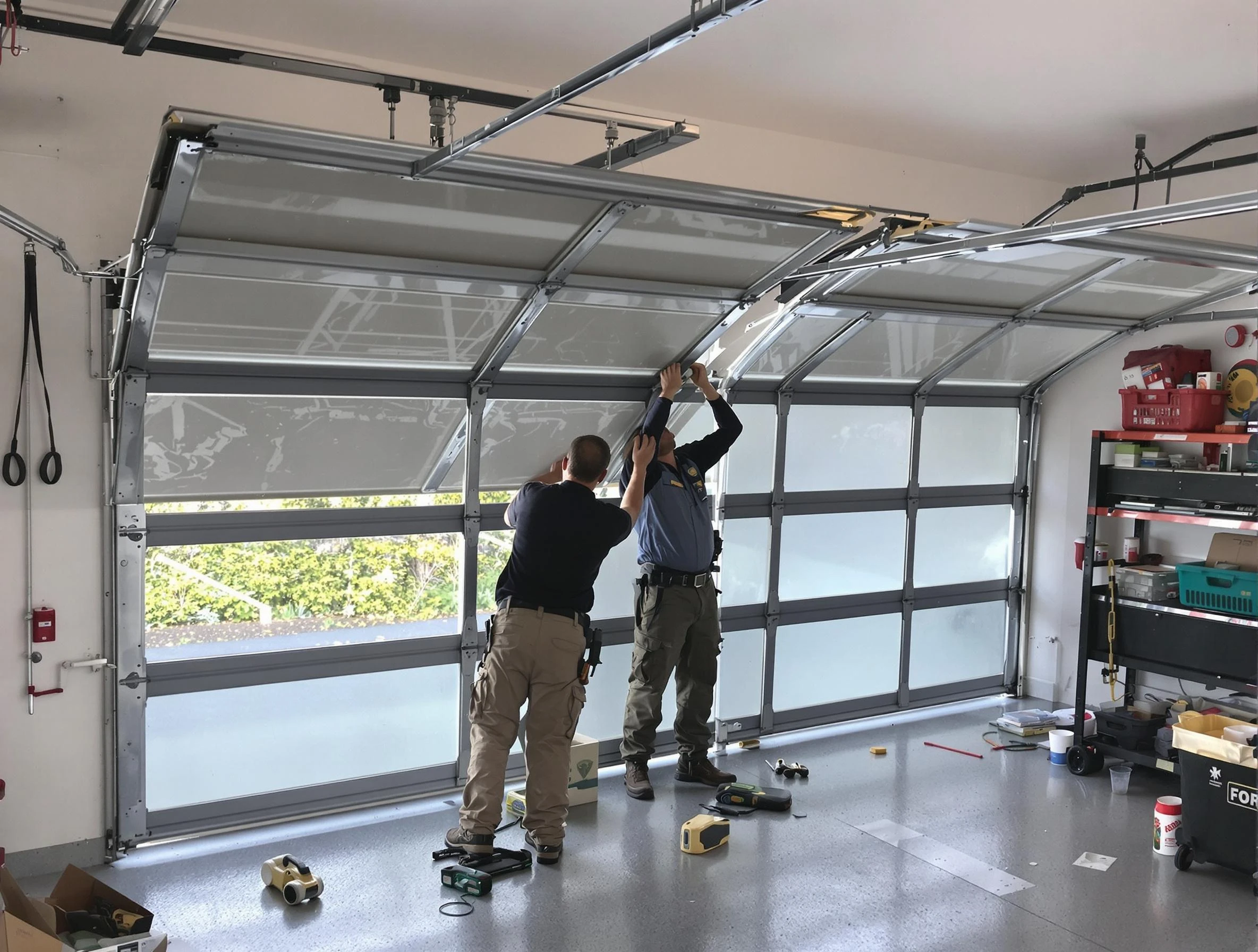 Lithia Springs Garage Door Repair expert performing precise panel replacement on Lithia Springs garage door