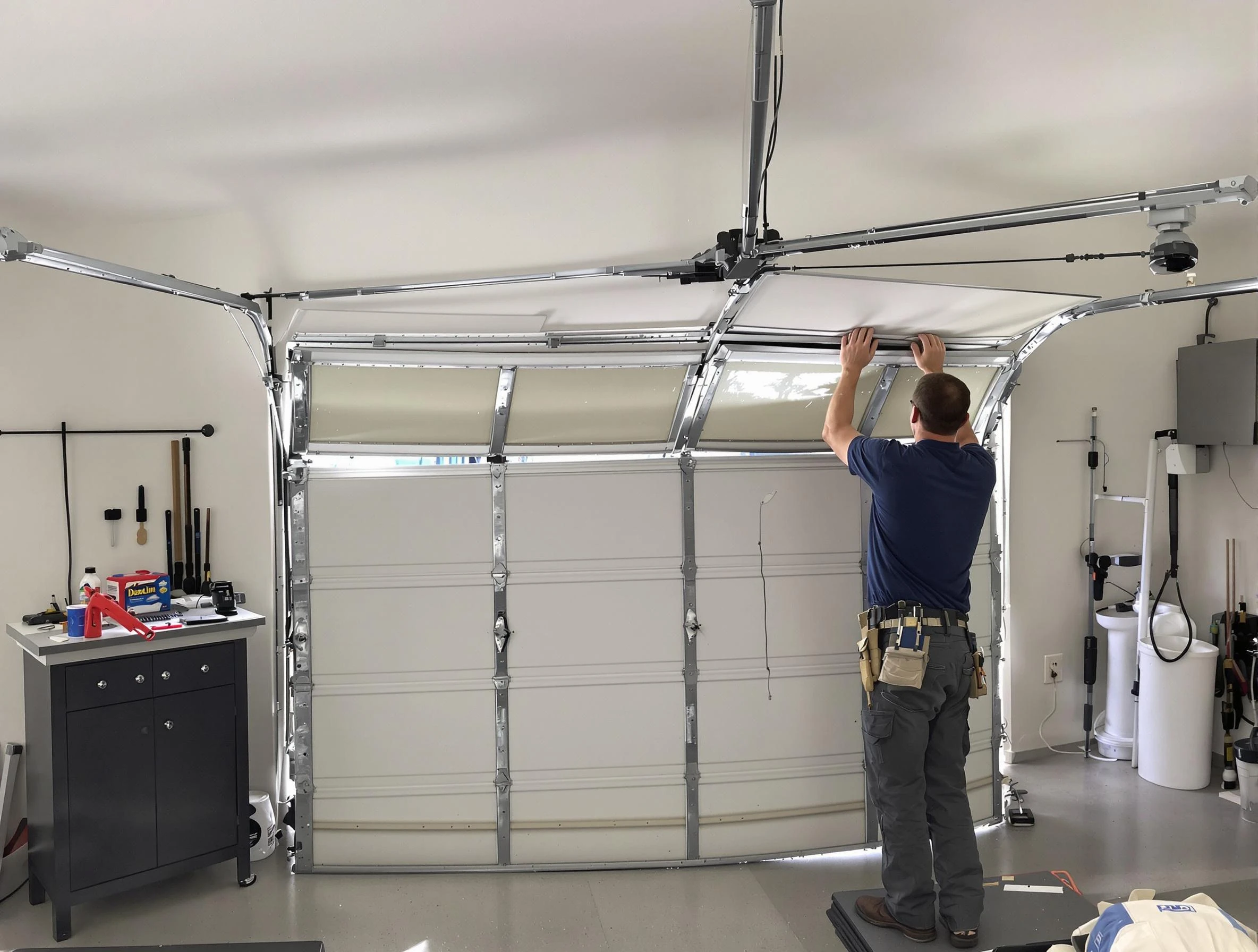 Lithia Springs Garage Door Repair specialist performing precise section replacement on Lithia Springs garage door
